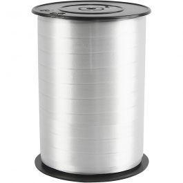 Curling Ribbon, silver, W: 10 mm, glossy, 250 m/ 1 roll [HOB-20210]