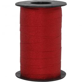 Curling Ribbon, red, W: 10 mm, glitter, 100 m/ 1 roll [HOB-202414]