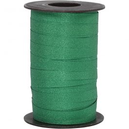Curling Ribbon, green, W: 10 mm, glitter, 100 m/ 1 roll [HOB-202415]