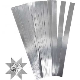 Paper Star Strips, silver, L: 45 cm, D 4,5 cm, W: 10 mm, 100 strips/ 1 pack [HOB-20714]