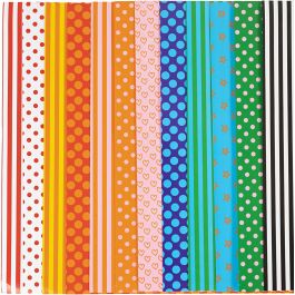 Glazed Paper, assorted colours, Pattern, 32x48 cm, 80 g, 100 ass sheets/ 1 pack [HOB-20872]