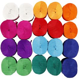 Crepe paper rolls, assorted colours, L: 20 m, W: 5 cm, 22 g, 20 roll/ 1 pack [HOB-208921]