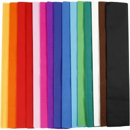 Crepe Paper, assorted colours, L: 2,5 m, W: 50 cm, 22 g, 15 pleats/ 1 pack [HOB-209020]