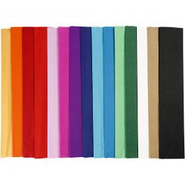 Crepe Paper, assorted colours, L: 2,5 m, W: 50 cm, 22 g, 60 pleats/ 1 pack [HOB-209021]