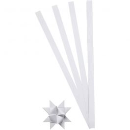 Paper Star Strips, white, L: 45 cm, D 4,5 cm, W: 10 mm, 100 strips/ 1 pack [HOB-209310]