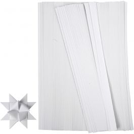Paper Star Strips, white, L: 45 cm, W: 10 mm, D 4,5 cm, 500 strips/ 1 pack [HOB-20931]