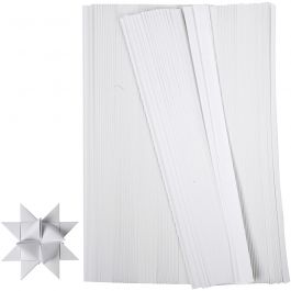 Paper Star Strips, white, L: 45 cm, W: 15 mm, D 6,5 cm, 500 strips/ 1 pack [HOB-20933]