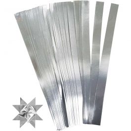 Paper Star Strips, silver, L: 45 cm, D 6,5 cm, W: 15 mm, 100 strips/ 1 pack [HOB-20936]