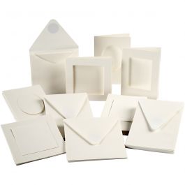 Passepartout Card, off-white, card size 10,5x15 + 12,5x12,5 cm, Content may vary , 50 set/ 1 pack [HOB-21080]