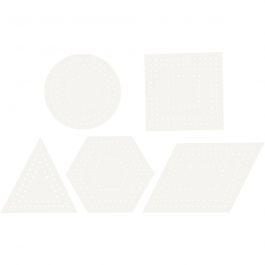 Embroidery card, white, geometric, size 10-17 cm, 20 pc/ 1 pack [HOB-21949]