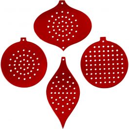 Cross Stitch Card, metallic red, christmas ornament, H: 8,5-12 cm, hole size 3 mm, 8 pc/ 1 pack [HOB-219610]