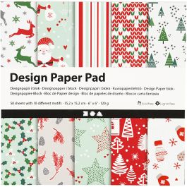 Design Paper Pad, green, red, white, 15,2x15,2 cm, 120 g, 50 sheet/ 1 pack [HOB-225908]