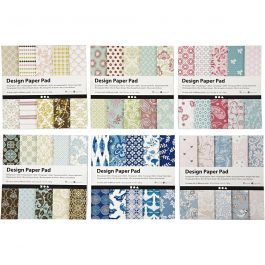 Design Paper Pad, assorted colours, 300 sheet, 15,2x15,2 cm, 120 g, 6x50 sheet/ 1 pack [HOB-225910]