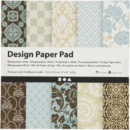 Design Paper Pad, light blue, brown, 15,2x15,2 cm, 120 g, 50 sheet/ 1 pack [HOB-225914]