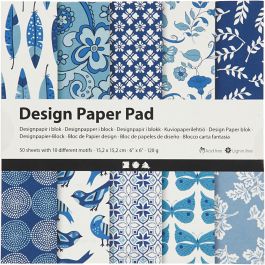 Design Paper Pad, blue, 15,2x15,2 cm, 120 g, 50 sheet/ 1 pack [HOB-225915]