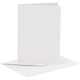Cards and envelopes, white, card size 10,5x15 cm, envelope size 11,5x16,5 cm, 110+230 g, 6 set/ 1 pack [HOB-23010]