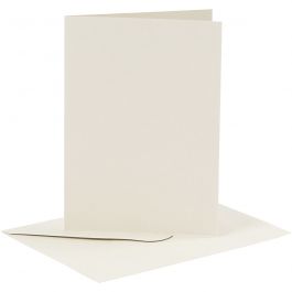 Cards and envelopes, off-white, card size 10,5x15 cm, envelope size 11,5x16,5 cm, 110+230 g, 6 set/ 1 pack [HOB-23011]