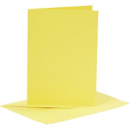 Cards and envelopes, yellow, card size 10,5x15 cm, envelope size 11,5x16,5 cm, 110+220 g, 6 set/ 1 pack [HOB-23012]