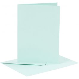Cards and envelopes, light blue, card size 10,5x15 cm, envelope size 11,5x16,5 cm, 110+220 g, 6 set/ 1 pack [HOB-23013]