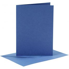 Cards and envelopes, blue, card size 10,5x15 cm, envelope size 11,5x16,5 cm, 110+220 g, 6 set/ 1 pack [HOB-23014]