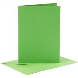 Cards and envelopes, green, card size 10,5x15 cm, envelope size 11,5x16,5 cm, 110+220 g, 6 set/ 1 pack [HOB-23015]