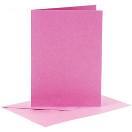 Cards and envelopes, pink, card size 10,5x15 cm, envelope size 11,5x16,5 cm, 110+220 g, 6 set/ 1 pack [HOB-23017]