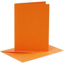 Cards and envelopes, orange, card size 10,5x15 cm, envelope size 11,5x16,5 cm, 110+220 g, 6 set/ 1 pack [HOB-23018]