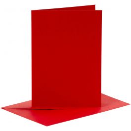 Cards and envelopes, red, card size 10,5x15 cm, envelope size 11,5x16,5 cm, 110+230 g, 6 set/ 1 pack [HOB-23019]