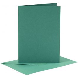 Cards and envelopes, dark green, card size 10,5x15 cm, envelope size 11,5x16,5 cm, 110+230 g, 6 set/ 1 pack [HOB-23029]