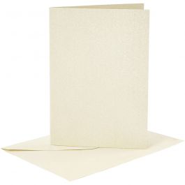 Cards and Envelopes, off-white, card size 10,5x15 cm, envelope size 11,5x16,5 cm, mother of pearl, 120+210 g, 4 set/ 1 pack [HOB-23032]