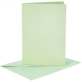 Cards and Envelopes, light green, card size 10,5x15 cm, envelope size 11,5x16,5 cm, mother of pearl, 120+210 g, 4 set/ 1 pack [HOB-23033]
