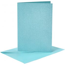 Cards and Envelopes, blue, card size 10,5x15 cm, envelope size 11,5x16,5 cm, mother of pearl, 120+210 g, 4 set/ 1 pack [HOB-23034]
