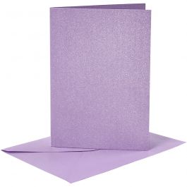 Cards and Envelopes, purple, card size 10,5x15 cm, envelope size 11,5x16,5 cm, mother of pearl, 120+210 g, 4 set/ 1 pack [HOB-23035]