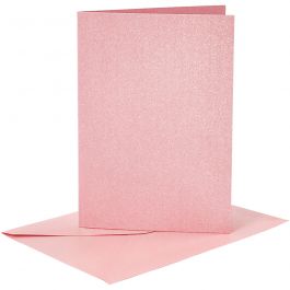 Cards and Envelopes, rose, card size 10,5x15 cm, envelope size 11,5x16,5 cm, mother of pearl, 120+210 g, 4 set/ 1 pack [HOB-23036]