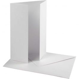 Pearlescent Card & Envelope, white, card size 10,5x15 cm, envelope size 11,5x16,5 cm, 230+120 g, 10 set/ 1 pack [HOB-23044]