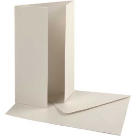 Pearlescent Card & Envelope, off-white, card size 10,5x15 cm, envelope size 11,5x16,5 cm, 230+120 g, 10 set/ 1 pack [HOB-23045]