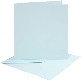Cards and envelopes, light blue, card size 15,2x15,2 cm, envelope size 16x16 cm, 220 g, 4 set/ 1 pack [HOB-230544]