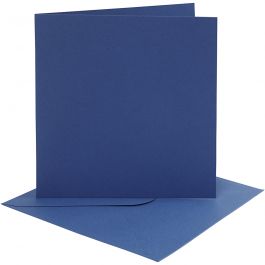Cards and envelopes, blue, card size 15,2x15,2 cm, envelope size 16x16 cm, 220 g, 4 set/ 1 pack [HOB-230545]