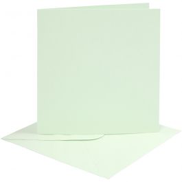Cards and envelopes, light green, card size 15,2x15,2 cm, envelope size 16x16 cm, 210 g, 4 set/ 1 pack [HOB-230546]