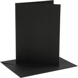 Cards and envelopes, black, card size 12,7x17,8 cm, envelope size 13,3x18,5 cm, 230 g, 4 set/ 1 pack [HOB-230567]