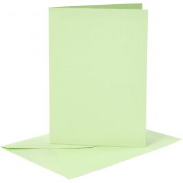 Cards and envelopes, light green, card size 10,5x15 cm, envelope size 11,5x16,5 cm, 120+210 g, 6 set/ 1 pack [HOB-23104]