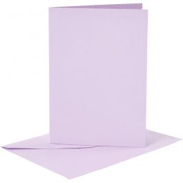 Cards and envelopes, light lilac, card size 10,5x15 cm, envelope size 11,5x16,5 cm, 120+210 g, 6 set/ 1 pack [HOB-23105]