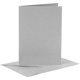 Cards and envelopes, grey, card size 10,5x15 cm, envelope size 11,5x16,5 cm, 120+210 g, 6 set/ 1 pack [HOB-23106]