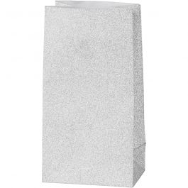 Paper Bag, silver, H: 17 cm, size 6x9 cm, 120 g, 8 pc/ 1 pack [HOB-23137]