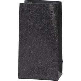 Paper Bag, black, H: 17 cm, size 6x9 cm, 170 g, 8 pc/ 1 pack [HOB-23139]