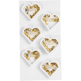 Shaker stickers, white, D: 4 mm, L: 32 mm, W: 38 mm, 6 pc/ 1 pack [HOB-23198]