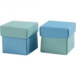 Folding box, light turquoise/dark turquoise, size 5,5x5,5 cm, 250 g, 10 pc/ 1 pack [HOB-233008]
