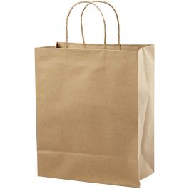 Paper Bag, brown, H: 33 cm, W: 26x13 cm, 125 g, 10 pc/ 1 pack [HOB-23368]