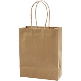 Paper Bag, brown, H: 23 cm, W: 18x9 cm, 125 g, 10 pc/ 1 pack [HOB-23369]