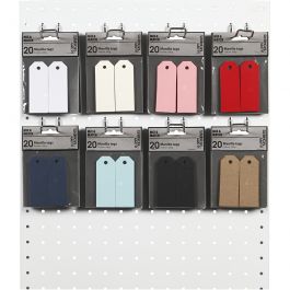 Manila tags, assorted colours, size 3x8 cm, 220 g, 8x10 pack/ 1 pack [HOB-234023]